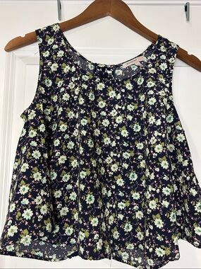 Blu Pepper Floral Sleeveless Boho Blouse - Size Small